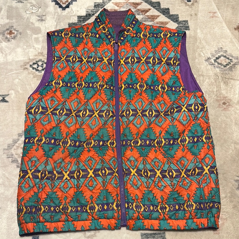 Vintage 70s Colorful Geometric Pattern Vest sz L/XL
